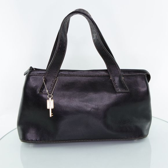 Fossil Handbags - FOSSIL Black Leather Handbag Contrast Stitching